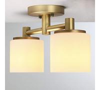 Yosoan Industrial White Glass Ceiling Lights, 2 Glass Pendant Light Fitting, Loft Bar Cluster Light Pendant for Kitchen Island Living Room Bedroom Dining Room Lightings (Antique)