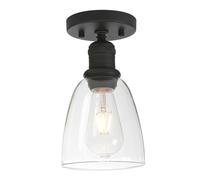 Yosoan Lighting Loft Bar Ceiling Pendant Light Fitting for Kitchen Island Living Room Bedroom Dining Room Bathroom, Clear Glass Shade (Black)