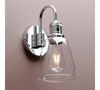 Yosoan Lighting Modern Vintage Industrial Bell Sconce Wall Light Fitting with 5.6” Clear Glass Lampshade, for Office Home Kitchen Living Room Bedroom Loft Bar (Chrome)