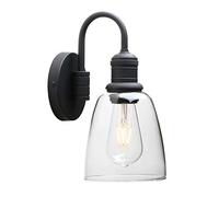 Yosoan Lighting Modern Vintage Industrial Bell Sconce Wall Light Fitting with 5.6” Clear Glass Lampshade, for Office Home Kitchen Living Room Bedroom Loft Bar (Black)