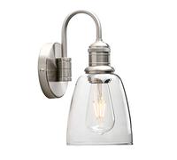 Yosoan Lighting Modern Vintage Industrial Bell Sconce Wall Light Fitting with 5.6” Clear Glass Lampshade, for Office Home Kitchen Living Room Bedroom Loft Bar (Brushed)