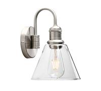 Yosoan Lighting Modern Vintage Industrial Glass Sconce Wall Light Fitting with 7.3” Clear Glass Lampshade, for Office Home Kitchen Living Room Bedroom Loft Bar (Brushed)