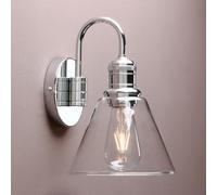 Yosoan Lighting Modern Vintage Industrial Glass Sconce Wall Light Fitting with 7.3” Clear Glass Lampshade, for Office Home Kitchen Living Room Bedroom Loft Bar (Chrome)