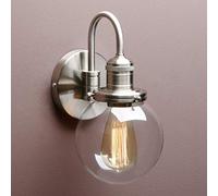 Yosoan Lighting Modern Vintage Industrial Globe Sconce Wall Light Fitting with 5.9” Clear Glass Lampshade, for Office Home Kitchen Living Room Bedroom Loft Bar (Brushed)