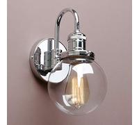 Yosoan Lighting Modern Vintage Industrial Globe Sconce Wall Light Fitting with 5.9” Clear Glass Lampshade, for Office Home Kitchen Living Room Bedroom Loft Bar (Chrome)