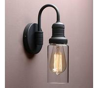 Yosoan Lighting Modern Vintage Industrial Globe Sconce Wall Light Fitting with Long Clear Glass Lampshade, for Office Home Kitchen Living Room Bedroom Loft Bar (Black)