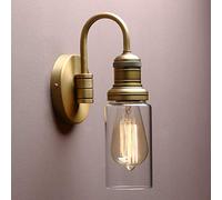 Yosoan Lighting Modern Vintage Industrial Sconce Wall Light Fitting with Long Clear Glass Lampshade, for Office Home Kitchen Living Room Bedroom Loft Bar (Antique Gold)