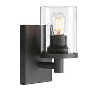 Yosoan Modern Glass Wall Sconce, Cylinder Up Wall Light Fitting for Kitchen, Restaurant, Living Room, Bedroom Bedside (Black)