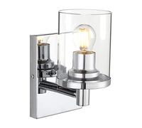 Yosoan Modern Glass Wall Sconce, Cylinder Up Wall Light Fitting for Kitchen, Restaurant, Living Room, Bedroom Bedside (Chrome)