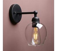 Yosoan Nordic Industrial Loft Rustic Glass Wall Light Fittings, Decorative Up/Dowm Wall Sconces Lighting for Kitchen Bedroom Corridor Cafe Bar Restaurant (Black)