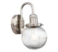 Yosoan Retro Glass Ribbed Sconce Wall Light,Industrial Globe Wall Light Fixtue for Kitched Living Room Bedroom (Brushed)