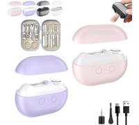 Yosody Fanyil Pubyfun Glosrity Sherum Easyclip Smart Nail Clipper, 3-in-1 Electric Nail Trimmer Polisher with LED Light, Rechargeable Automatic Nail Cutter for Seniors Kids Adults(2pcs-C)