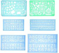 Yosogo Drafting Templates & Lettering Stencil Plates - Set of 6 with 2 Drawing Templates and 4 Alphabet Stencils for Art, School & Technical Design
