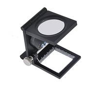 Yosoo 10 x 28mm Linen Test Three Folding Magnifying Glass Portable Zinc Alloy Magnifier （10X Lens with LED Lamp for Textile Jewelry Collection Repair, Black