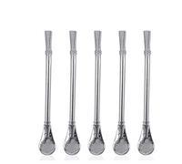 Yosoo 5Pcs Yerba Mate Drinking Straw Stainless Steel Tea Gourd Bombilla Straws Filtered Spoon