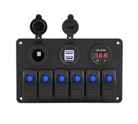 Yosoo 6 Gang LED Rocker Switch Panel, ABS Plastic, Control Equipment, Dual USB, 12V 24V, Suitable for Car Boat Motorcycle (Yosoow9fzus7knd-02)