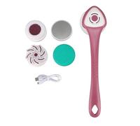 Yosoo Automatic Electric Shower Brush Set, Cordless 3 Speed Rechargeable Body Scrubber with Long Handle and 5 Heads for Back Cleansing and Massage (Purple)