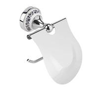 Yosoo Classic Bathroom Toilet Roll Paper Holder with Baffle Waterproof Wall Mounted Blue and white Porcelain Pattern (Silver)