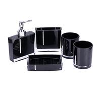 yosoo Erstklassig Set of 5 Acrylic Bathroom Lotion Bottle, Toothbrush Holder, Tumbler Holder, Soap Dish Black