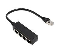 Yosoo Ethernet Splitter Adapter Cable, Router RJ45 Splitter, Multi-device Connection, Gold Plated Core Signal Transmission, Seamless Access, EMI Interference Shielding, Black 4 X RJ45
