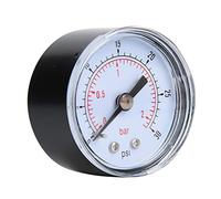 Yosoo Health Gear 1/8 BSPT Pressure Gauge Double Scale Pointer Type Back Mount Thread Metal Case Air Oil Water Pressure Gauge with Transparent Dial Cover for Accurate Measurement (0-30psi,0-2bar)
