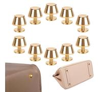 Yosoo Health Gear 10Pcs Handbag Feet Nailhead Metal Screw Back Cap Rivets Feet Nailhead Purse Handbag Luggage Flat Stud Rivet 12mm Brass Material Leather Craft