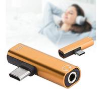Yosoo Health Gear 2 in 1 Type C Adapter Aluminum Alloy Type C Adapter 3.5mm Headphone Jack and Charging Port for Music and Charging on USB Phones Tablets PCs (Gold)