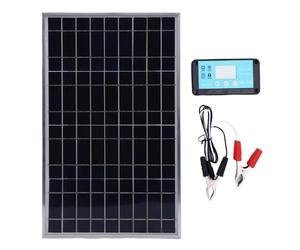 Yosoo Health Gear 23% Efficient Solar Panel Controller Kit, 12V IP67/23% Efficiency, Low-Light Optimized, 12V LCD Controller, USB-A USB-C DC, Battery Clamp, IP67 Weatherproof, for RV Boat Trailer