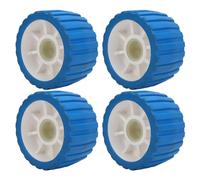 Yosoo Health Gear 4PCS Trailer Wobble Rollers High Temp Tolerance Poly Ribbed, Boat Wobble Roller 125 X 73 X 30mm with Polyurethane Construction, Marine Trailer Roller for Loading Boats Without (Blue)
