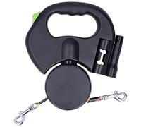 Yosoo Health Gear Automatic Dual Dog Retractable Leash, Automatic Free Walking with Flashlight and Poop Bag Holder 360° Rotating Double Pet Leash for Small to Large Dogs