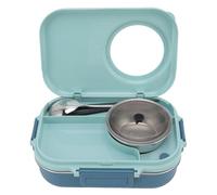 Yosoo Health Gear Bentos Lunch Box, 1100ml Thermal Lunch Box Double Layer 3 Grid Stainless Steel Food Storage Container with Chopsticks Spoon Soup Bowl (Blue)