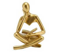 Yosoo Health Gear Bookshelf Reading Statue, Resin Abstract Sitting Figure Sculpture for Decor, Desktop Art Ornament for Living Room Cabinet (Gold)