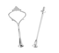 Yosoo Health Gear Cake Stand Handles, 2 Tier Cake Plate Stand Holder Rods, Zinc Alloy Multi Tiers Cake Stand Fittings, for Tea Shop Room Hotel Dessert Display, Silver
