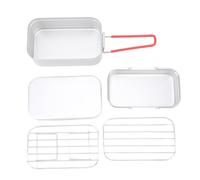 Yosoo Health Gear Camping Lunch Box Aluminum Alloy Steam Boil Portable Single Person Meal Container Support Military Mess Tin, Outdoor German Style for Hiking Backpacking Travel Cooking Fishing