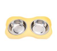 Yosoo Health Gear Cat Food Bowl Elevated Stand with Double Stainless Bowls | PP raised feeder, anti splash design, food and water station, 32.5 x 17 x 10 cm, for cats and small pets