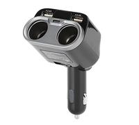 Yosoo Health Gear Cigarette Lighter Socket Car Fast Charger ABS 5 in 1 12V 24V Type C Dual USB 2 Outlet 150W Rotating Head with Voltmeter for Cars Trucks GPS DVR Phone (Black)