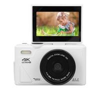 Yosoo Health Gear Digital Camera, 4K 64MP Compact Camera with 18X Zoom, Autofocus, 3-Inch Flip Screen, Retro Design, Ideal for Travel and Selfies (White)