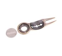 Yosoo Health Gear Golf Divot Repair Tool, Aluminum Alloy Golf Pitch Fork Putting Green Repair Kit, Pitch Mark Repair Tool with Ball Marker