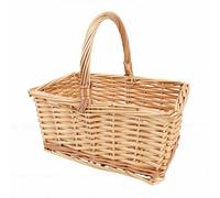Yosoo Health Gear Handwoven Wicker Picnic Basket, Vintage Rectangular Picnic Hamper with Tall Handle, Open Storage for Camping Gardening Home Decor, Natural Wicker for Outdoor Use