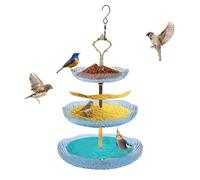 Yosoo Health Gear Hanging Bird Feeder 3 Tiered Sturdy Acrylic Bird Feeding Bath Tray, Large Platforms Stand Feeder with Hanger Hook for Garden Decoration Outdoors Wild (Blue)