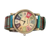 Yosoo Health Gear Hippie Chic Watches, Boho Watch for Women with Multicolour Rainbow Pattern, Easy Read Watch with Big Numbers, Bohemian Watches PU Leather Strap Watches for Birthday Party Gifting