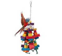 Yosoo Health Gear Large Bird Parrots Toy, Multicolored Blocks Chewing Toy with Sturdy Beads for Medium to Large Parrots, Hanging Design for Cage or Play Stand