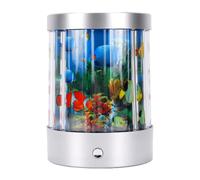 Yosoo Health Gear Led Ocean Night Light, Cylindrical Plastic Aquarium | Electronic Fish Tank Decor, 4 AA Batteries Not Included, USB Cable Included for Bedroom Display