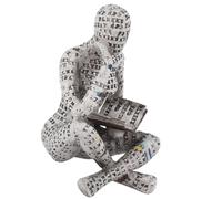 Yosoo Health Gear Resin Reading Woman Figurine, Bookworm Sculpture Decorative Abstract Thinker Sculpture Innovative Reading Lady Pulp Molding Bookshelf Ornament for Home Decoration (G)