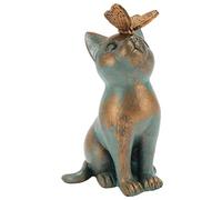 Yosoo Health Gear Retro Style Cat Figurine with Butterfly, Resin Garden Kitten Statue, Mottled Texture Animal Ornament for Office Patio Decoration