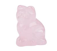Yosoo Health Gear Rose Quartz Statue, Carved Kitten-Shaped Figurine Ornament Natural Crystal Healing Stones, Palm Stone Pocket Gemstones, Collectible Figurines Gift for Women Girls