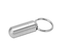 Yosoo Health Gear Stainless Steel Medicine Case Keychain Waterproof Small Capsule Storage Container Portable Medicine Bottle for Travel Camping Hiking with Key Ring