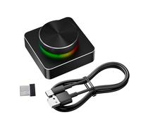Yosoo Health Gear USB Volume Control Knob, CNC Aluminum Multimedia Controller with RGB, USB BT 2.4G Three Modes, Custom Shortcuts, 400mAh Battery for PC Gaming Laptop Desktop