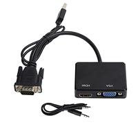 Yosoo Health Gear VGA to HDMI VGA Adapter, VGA to HDMI Splitter Converter 1 in 2 Out Adapter Multimedia Interface High Definition Splitter Cable for PC HDTV Computer Projector (Black)
