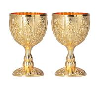 Yosoo Health Gear Vintage Chalice Goblet, 2Pcs 30ml Golden Wine Glasses Set | Metal body with rounded edges, 4.2x6.8cm compact, suits bar home decoration collections